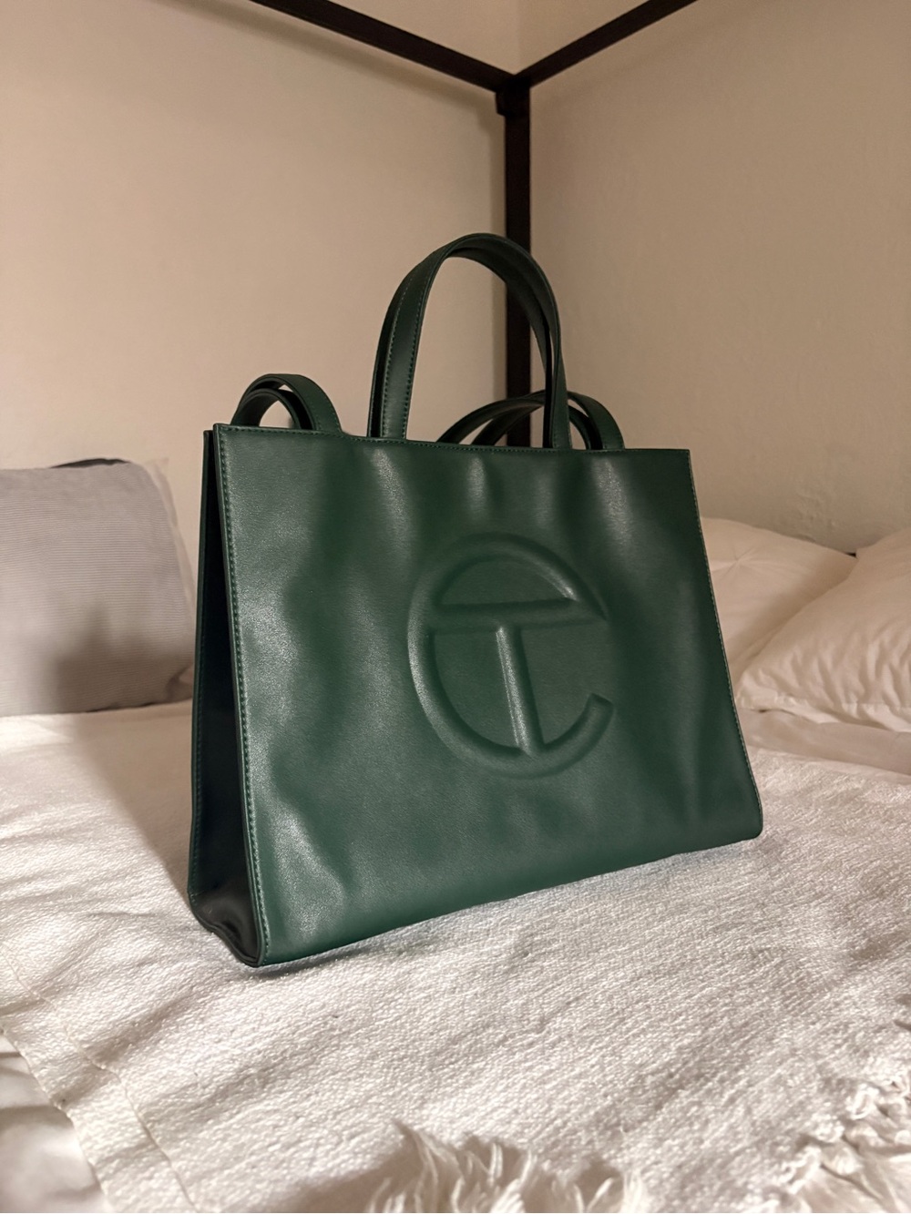 Telfar Dark Olive Medium Shopping Bag with Embossed Logo